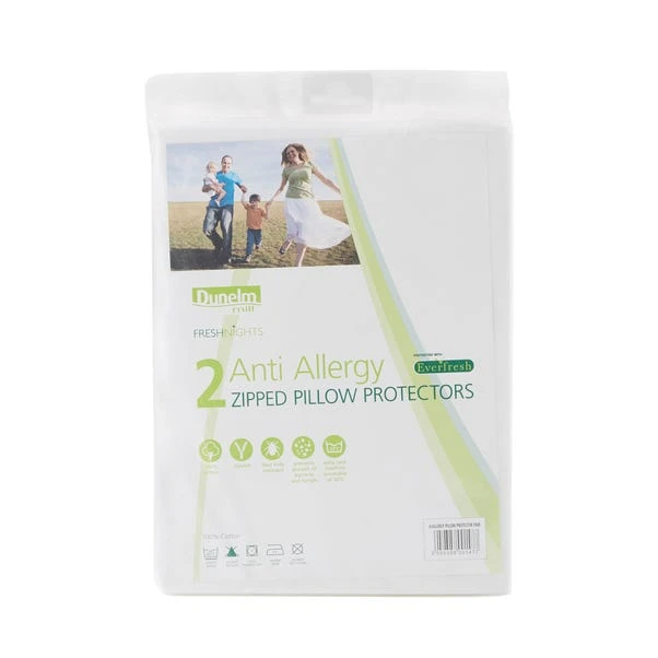 Pack Of 2 Freshnights Cotton Anti-Allergy Zipped Pillow Protectors 5 Pack Of 2 Freshnights Cotton Anti-Allergy Zipped Pillow Protectors - Image 3