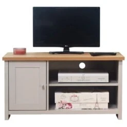 Lancaster Compact TV Unit, Grey And Oak For TVs Up To 42" 16 Lancaster Compact TV Unit, Grey And Oak For TVs Up To 42" -Home Luxe Studio 1000120461 alt01