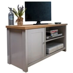 Lancaster Compact TV Unit, Grey And Oak For TVs Up To 42" 17 Lancaster Compact TV Unit, Grey And Oak For TVs Up To 42" -Home Luxe Studio 1000120461 alt02
