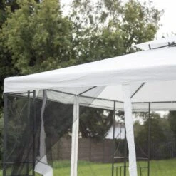 Steel 3m X 3m Cream Gazebo With Fly Screen 10 Steel 3m X 3m Cream Gazebo With Fly Screen -Home Luxe Studio 1000121426 alt03