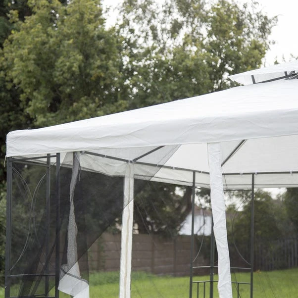 Steel 3m X 3m Cream Gazebo With Fly Screen 6 Steel 3m X 3m Cream Gazebo With Fly Screen - Image 4