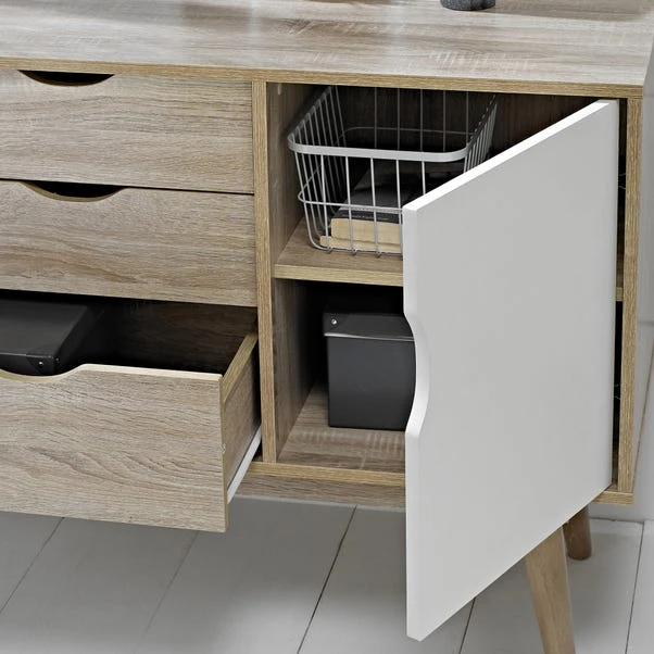 Scandi 3 Drawer White Sideboard 7 Scandi 3 Drawer White Sideboard - Image 5