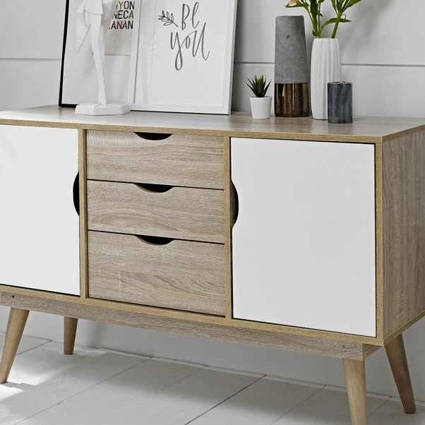 Scandi 3 Drawer White Sideboard 8 Scandi 3 Drawer White Sideboard - Image 6