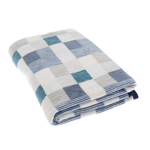 Super Soft Mini Squares Blue Throw 4 Super Soft Mini Squares Blue Throw - Image 2