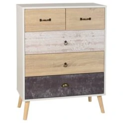 Nordic 5 Drawer Chest, White & Pine 11 Nordic 5 Drawer Chest, White & Pine -Home Luxe Studio 1000156228 alt02