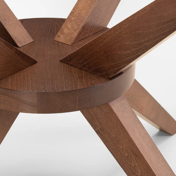 Chelsea 4 Seater Round Dining Table, Brown Wood, Glass 4 Chelsea 4 Seater Round Dining Table, Brown Wood, Glass - Image 2