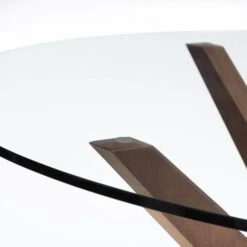 Chelsea 4 Seater Round Dining Table, Brown Wood, Glass 7 Chelsea 4 Seater Round Dining Table, Brown Wood, Glass -Home Luxe Studio 1000157378 alt02