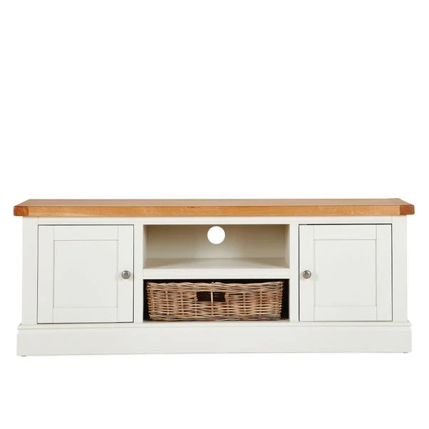 Compton Ivory Wide TV Unit With Baskets For TVs Up To 60" 4 Compton Ivory Wide TV Unit With Baskets For TVs Up To 60" - Image 2