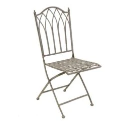 Foldable 2 Seater Wrought Iron Grey Bistro Set -Home Luxe Studio 1000162711 alt02