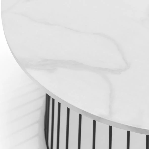 Broadway Round Coffee Table, White Faux Marble 5 Broadway Round Coffee Table, White Faux Marble - Image 3