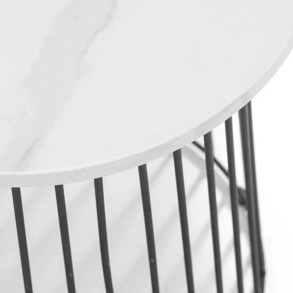 Broadway Round Lamp Table, White Marble Effect 5 Broadway Round Lamp Table, White Marble Effect - Image 3