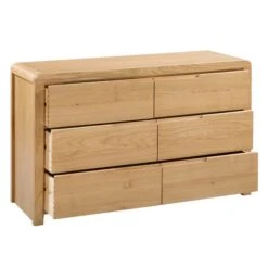 Curve Wide 6 Drawer Chest, Oak -Home Luxe Studio 1000169305 alt02