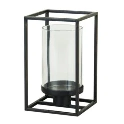 London Black Single Hurricane Candle Holder -Home Luxe Studio 1000182435 alt03