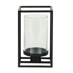 London Black Single Hurricane Candle Holder -Home Luxe Studio 1000182435 alt04