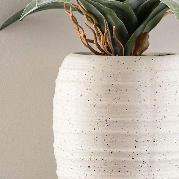 Artificial Dracaena In Ribbed White Plant Pot 5 Artificial Dracaena In Ribbed White Plant Pot - Image 3