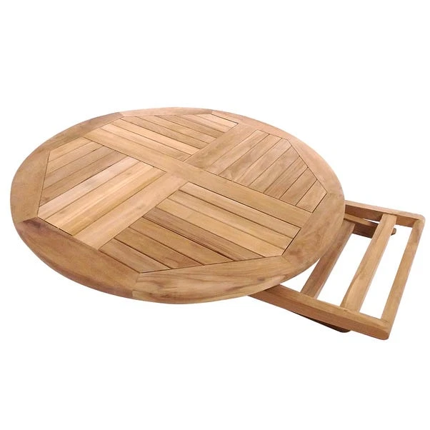 Teak Wooden 4 Seater Round Table 4 Teak Wooden 4 Seater Round Table - Image 2