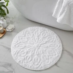 Mandalay White 100% Recycled Cotton Bath Mat 7 Mandalay White 100% Recycled Cotton Bath Mat -Home Luxe Studio 1000186090 alt01