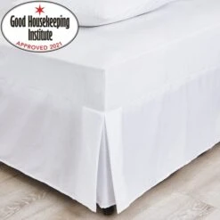 Non Iron Plain Dye White Fitted Valance Sheet -Home Luxe Studio 30145709