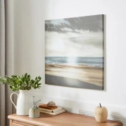 Grey Simplicity Waves Canvas