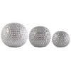 Set Of 3 Silver Ceramic Dimpled Sphere Ornaments 2 Set Of 3 Silver Ceramic Dimpled Sphere Ornaments -Home Luxe Studio 30196462