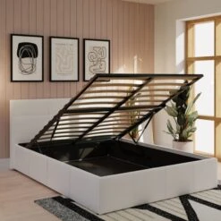 End Lift Ottoman Bed Frame, Faux Leather 35 End Lift Ottoman Bed Frame, Faux Leather -Home Luxe Studio 30311241 alt01