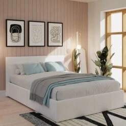 End Lift Ottoman Bed Frame, Faux Leather