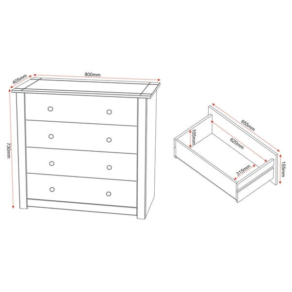 Panama 4 Drawer Chest, Pine 9 Panama 4 Drawer Chest, Pine - Image 7