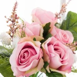 Artificial Pink Rose And Heather Bouquet -Home Luxe Studio 30459452 alt03