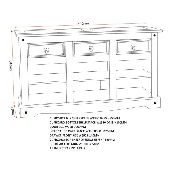 Corona Large Sideboard, Pine 11 Corona Large Sideboard, Pine - Image 9