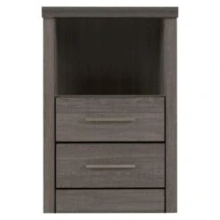 Lennon 2 Drawer & 1 Shelf Bedside Table, Black