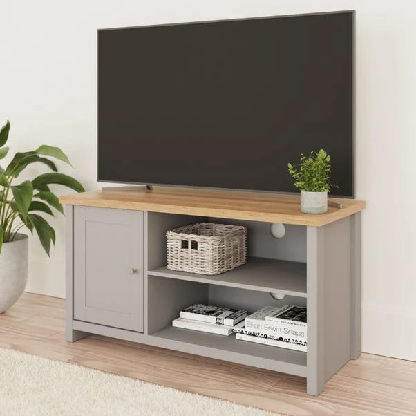 Lancaster Compact TV Unit, Grey And Oak For TVs Up To 42" 3 Lancaster Compact TV Unit, Grey And Oak For TVs Up To 42"