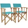 Charles Bentley Teal Wooden Pack Of 2 Folding Directors Chairs