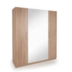 Harmony Holborn 4 Door Wardrobe, Natural & Mirrored