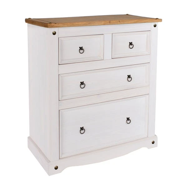 Corona 4 Drawer Chest, White & Pine 3 Corona 4 Drawer Chest, White & Pine