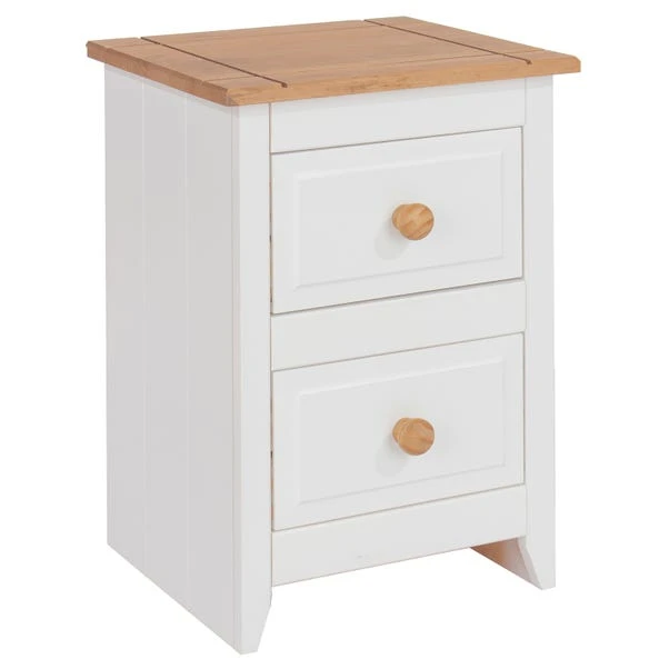 Core Capri Small 2 Drawer Bedside Table, White & Pine 3 Core Capri Small 2 Drawer Bedside Table, White & Pine
