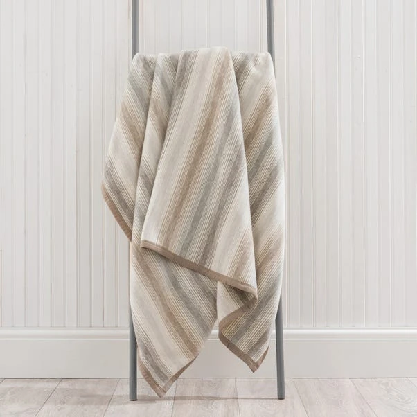 Super Soft Ombre Stripe Natural Throw 7 Super Soft Ombre Stripe Natural Throw - Image 5