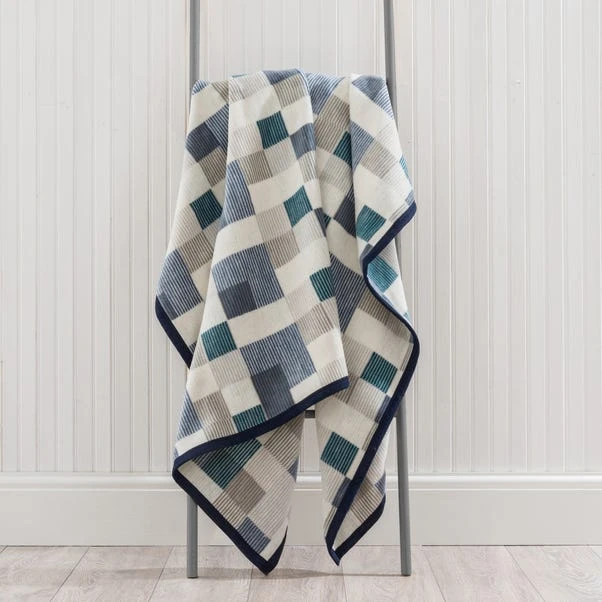 Super Soft Mini Squares Blue Throw 3 Super Soft Mini Squares Blue Throw