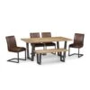 Brooklyn 6 Seater Rectangular Dining Table With 4 Chairs And Bench, Solid Oak 2 Brooklyn 6 Seater Rectangular Dining Table With 4 Chairs And Bench, Solid Oak -Home Luxe Studio 30667034