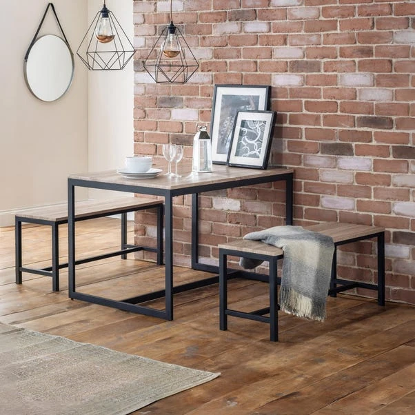 Tribeca 4 Seater Rectangular Dining Table With 2 Benches, Black 3 Tribeca 4 Seater Rectangular Dining Table With 2 Benches, Black