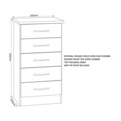 Nevada Slim 5 Drawer Chest 28 Nevada Slim 5 Drawer Chest -Home Luxe Studio 30693642 alt09