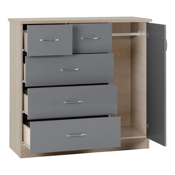 Nevada Small Single 5 Drawer Wardrobe 6 Nevada Small Single 5 Drawer Wardrobe - Image 4