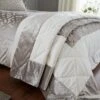Catherine Lansfield Natural Lattice Cut Velvet Bedspread 2 Catherine Lansfield Natural Lattice Cut Velvet Bedspread -Home Luxe Studio 30705243