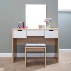 Elizabeth 3 Drawer Dressing Table Set With Mirror