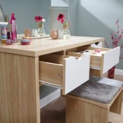 Elizabeth 3 Drawer Dressing Table Set With Mirror -Home Luxe Studio 30705685 alt02