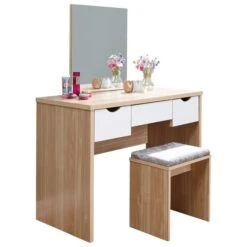 Elizabeth 3 Drawer Dressing Table Set With Mirror -Home Luxe Studio 30705685 alt04