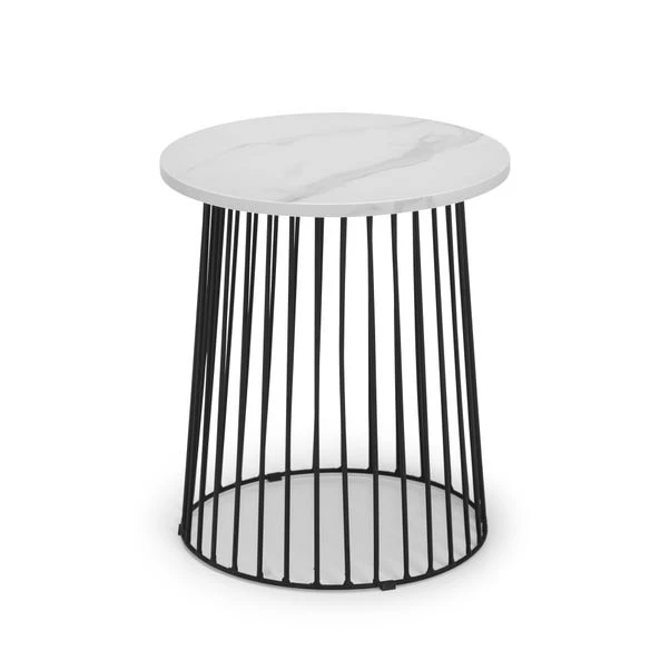 Broadway Round Lamp Table, White Marble Effect 3 Broadway Round Lamp Table, White Marble Effect