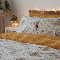 Furn. Riva Atlas Ochre Brushed Cotton Duvet Cover And Pillowcase Set -Home Luxe Studio 30710716 alt01