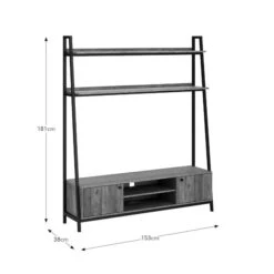 Fulton Pine Ladder Shelf TV Unit For TVs Up To 60" 11 Fulton Pine Ladder Shelf TV Unit For TVs Up To 60" -Home Luxe Studio 30712487 alt09