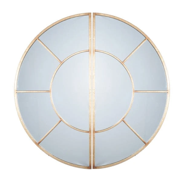 Window 2 Section Round Wall Mirror 4 Window 2 Section Round Wall Mirror - Image 2