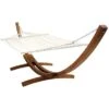 Extra Large Wooden Hammock With Arc Stand Cream Canvas 2 Extra Large Wooden Hammock With Arc Stand Cream Canvas -Home Luxe Studio 30726051